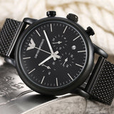 Emporio Armani Sport Chronograph Black Dial Black Mesh Bracelet Watch For Men - AR1968 Authentic Buy Shop Now