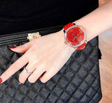 Swarovski Crystalline Hours Red Crystal Dial Red Leather Strap Watch for Women - 5295380 Authentic Buy Shop Now
