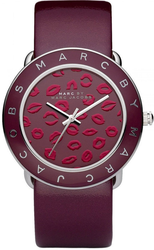 Marc Jacobs Amy Red Dial Burgundy Leather Strap Watch for Women - MBM1162 Authentic Buy Shop Now