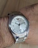 Emporio Armani Classic Silver Dial Silver Steel Strap Watch for Men - AR5894 Authentic Buy Shop Now