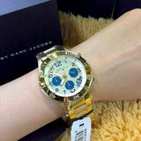 Marc Jacobs Rock Metal Chronograph Gold Dial Gold Steel Strap Watch for Men - MBM3158 Authentic Buy Shop Now