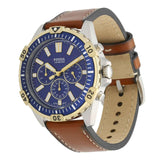 Fossil Garrett Chronograph Blue Dial Brown Leather Strap Watch for Men - FS5625 Authentic Buy Shop Now