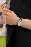 Emporio Armani Gianni T-Bar Mother of Pearl Dial Black Leather Strap Watch For Women - AR11295 Authentic Buy Shop Now