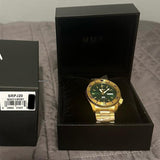 Seiko 5 Sports HUF Limited Edition Green Dial Gold Steel Strap Watch For Men - SRPJ20 Authentic Buy Shop Now