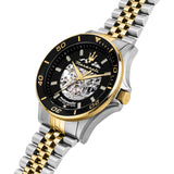 Maserati SFIDA Automatic Skeleton Black Dial Two Tone Steel Strap Watch For Men - R8823140010 Authentic Buy Shop Now
