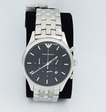 Emporio Armani Chronograph Black Dial Silver Steel Strap Watch For Men - AR11017 Authentic Buy Shop Now