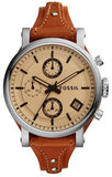 Fossil Original Boyfriend Sport Chronograph Beige Dial Brown Leather Strap Watch for Women - ES4046 Authentic Buy Shop Now