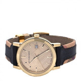 Burberry The City Gold Dial Black Leather Strap Watch for Men - BU9032 Authentic Buy Shop Now