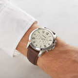 Fossil Grant Chronograph White Dial Brown Leather Strap Watch for Men - FS4735 Authentic Buy Shop Now