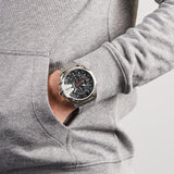 Diesel Mega Chief Chronograph Black Dial Silver Steel Strap Watch For Men - DZ4308 Authentic Buy Shop Now