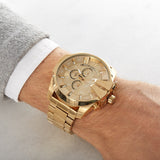 Diesel Mega Chief Chronograph Gold Dial Gold Steel Strap Watch For Men - DZ4360 Authentic Buy Shop Now