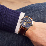 Fossil Townsman Automatic Blue Dial Brown Leather Strap Watch for Men - ME3110 Authentic Buy Shop Now