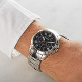 Fossil Grant Chronograph Black Dial Silver Steel Strap Watch for Men - FS4736 Authentic Buy Shop Now