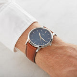 Fossil Minimalist Blue Dial Brown Leather Strap Watch for Men - FS5304 Authentic Buy Shop Now