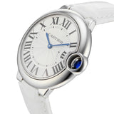 Cartier Ballon Bleu de Cartier Silver Dial White Leather Strap Watch for Women - W6920087 Authentic Buy Shop Now