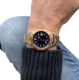 Versace Hellenyium GMT Blue Dial Two Tone Steel Strap Watch for Men - V11060017 Authentic Buy Shop Now