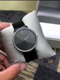 Calvin Klein Accent Black Dial Black Leather Strap Watch for Women - K2Y2Y1C3 Authentic Buy Shop Now