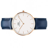 Daniel Wellington Classic Somerset White Dial Blue Leather Strap Watch For Women - DW00100123 Authentic Buy Shop Now
