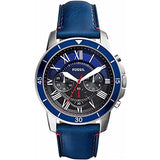 Fossil Grant Chronograph Blue Dial Blue Leather Strap Watch for Men - FS5373 Authentic Buy Shop Now