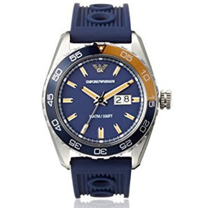 Emporio Armani Sportivo Chronograph Quartz Blue Dial Blue Rubber Strap Watch For Men - AR6045 Authentic Buy Shop Now