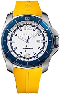Tommy Hilfiger Windsurf White Dial Yellow Rubber Strap Watch for Men - 1791115 Authentic Buy Shop Now