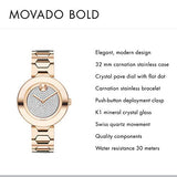 Movado Bold Crystal Pave Rose Gold Dial Rose Gold Steel Strap Watch For Women - 3600493 Authentic Buy Shop Now