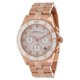 Marc Jacobs Blade Chronograph White Dial Rose Gold Steel Strap Watch for Women - MBM3082 Authentic Buy Shop Now
