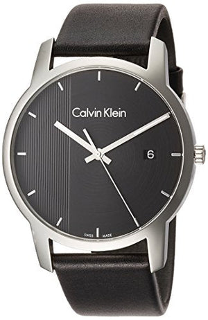 Calvin Klein City Quartz Black Dial Black Leather Strap Watch for Men - K2G2G1C1 Authentic Buy Shop Now