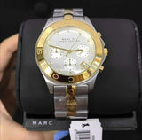 Marc Jacobs Blade Chronograph Silver Dial Two Tone Steel Strap Watch for Women - MBM3177 Authentic Buy Shop Now
