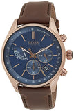 Hugo Boss Grand Prix Blue Dial Brown Leather Strap Watch for Men - 1513604 Authentic Buy Shop Now