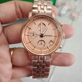 Fossil Boyfriend Chronograph Rose Gold Dial Rose Gold Steel Strap Watch for Women - ES3380 Authentic Buy Shop Now