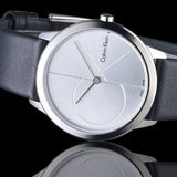Calvin Klein Minimal Silver Dial Black Leather Strap Watch for Men - K3M221CY Authentic Buy Shop Now