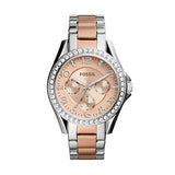 Fossil Riley Multifunction Rose Gold Dial Two Tone Steel Strap Watch for Women - ES4145 Authentic Buy Shop Now