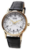 Citizen Watch Eco Drive Day & Date White Dial Black Leather Strap Watch For Men - AO9003-16A Authentic Buy Shop Now