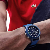 Lacoste 12.12 Chronograph Blue Dial Blue Silicon Strap Watch for Men - 2010970 Authentic Buy Shop Now