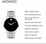 Movado Museum Classic Black Dial Silver Steel Strap Watch for Men - 0607199 Authentic Buy Shop Now