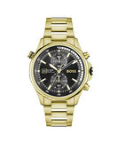 Hugo Boss Globetrotter Chronograph Black Dial Gold Steel Strap Watch for Men - 1513932 Authentic Buy Shop Now