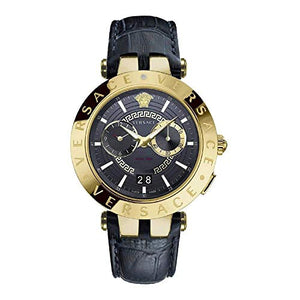 Versace V-Race Quartz Black Dial Black Leather Strap Watch For Men - VEBV00119 Authentic Buy Shop Now