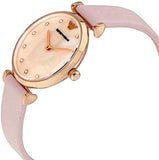 Emporio Armani Gianni T Bar Mother Of Pearl Pink Dial Pink Leather Strap Watch For Women - AR1958 Authentic Buy Shop Now