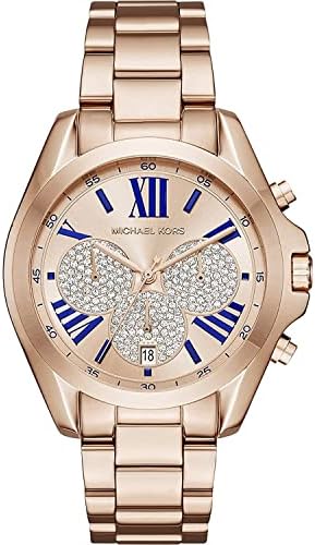 Michael Kors Bradshaw Chronograph Rose Gold Dial Rose Gold Steel Strap Watch For Women - MK6321 Authentic Buy Shop Now