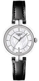 Tissot T Lady Flamingo Mother of Pearl White Dial Black Leather Strap Watch for Women - T094.210.16.111.00 Authentic Buy Shop Now