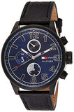 Tommy Hilfiger Jackson Quartz Blue Dial Black Leather Strap Watch for Men - 1791241 Authentic Buy Shop Now