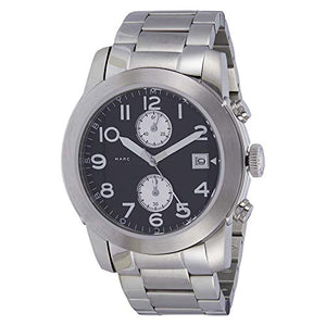 Marc Jacobs Larry Chronograph Black Dial Silver Steel Strap Watch for Men - MBM5050 Authentic Buy Shop Now