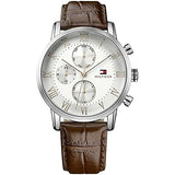 Tommy Hilfiger Kane Chronograph White Dial Brown Leather Strap Watch for Men - 1791400 Authentic Buy Shop Now