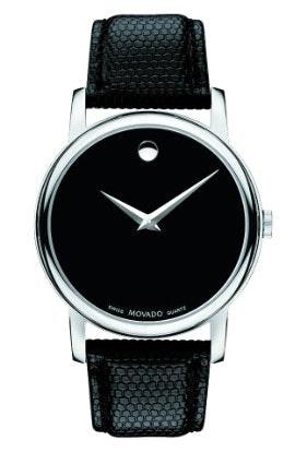 Movado Museum Black Dial Black Leather Strap Watch For Men - 2100002 Authentic Buy Shop Now