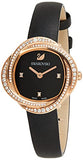 Swarovski Crystal Flower Black Dial Black Leather Strap Watch for Women - 5552421 Authentic Buy Shop Now
