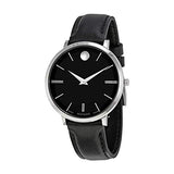 Movado Ultra Slim Black Dial Black Leather Strap Watch For Women - 0607090 Authentic Buy Shop Now