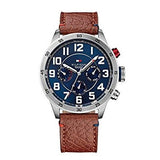 Tommy Hilfiger Trent Quartz Blue Dial Brown Leather Strap Watch for Men - 1791066 Authentic Buy Shop Now