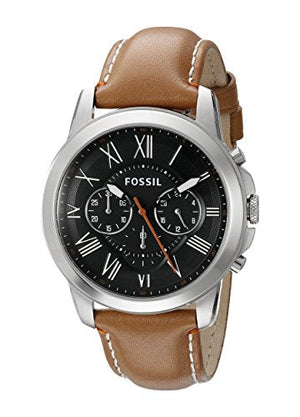 Fossil Grant Chronograph Green Dial Brown Leather Strap Watch for Men - FS4918 Authentic Buy Shop Now