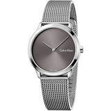 Calvin Klein Minimal Grey Dial Silver Mesh Bracelet Watch for Women - K3M221Y3 Authentic Buy Shop Now